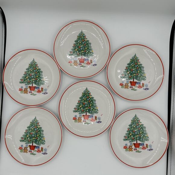 Set of 6 Saltera Christmas Tree Desert Plates - Picture 2 of 2